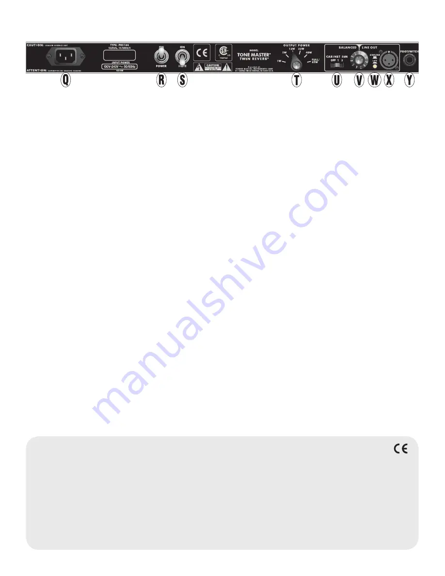 Fender TONE MASTER TWIN REVERB-AMP BLONDE Owner'S Manual Download Page 15