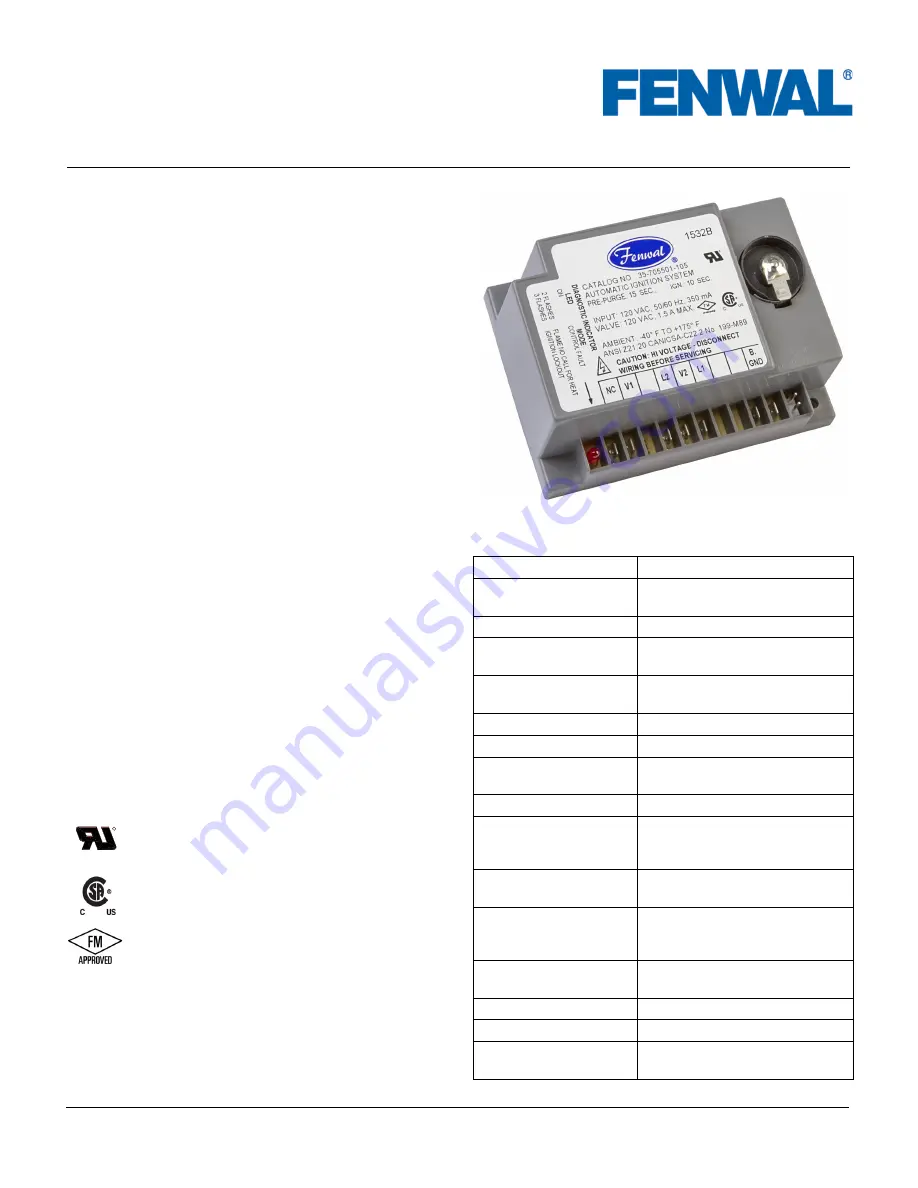 Fenwal 35-70 Series Manual Download Page 1