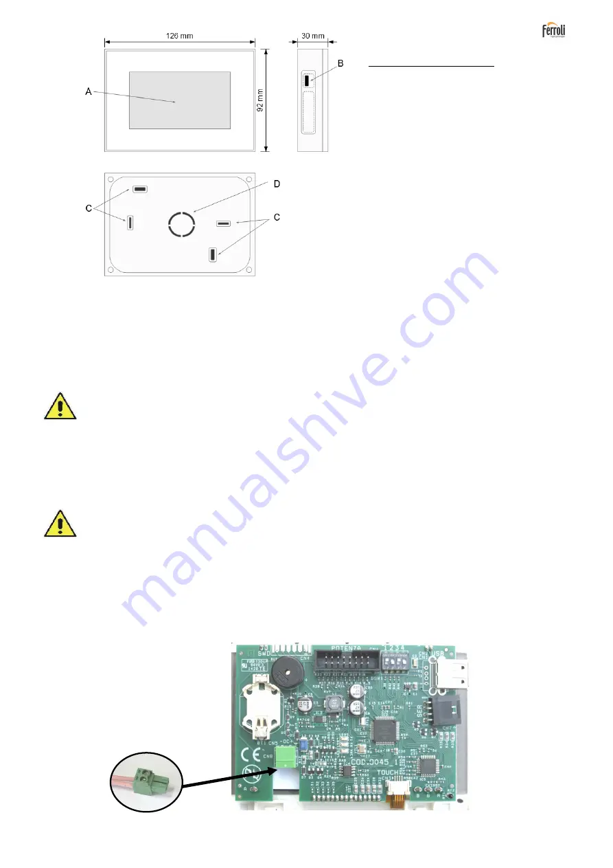 Ferroli DISPLAY UTILITY Installation, Use And Maintenance Manual Download Page 5