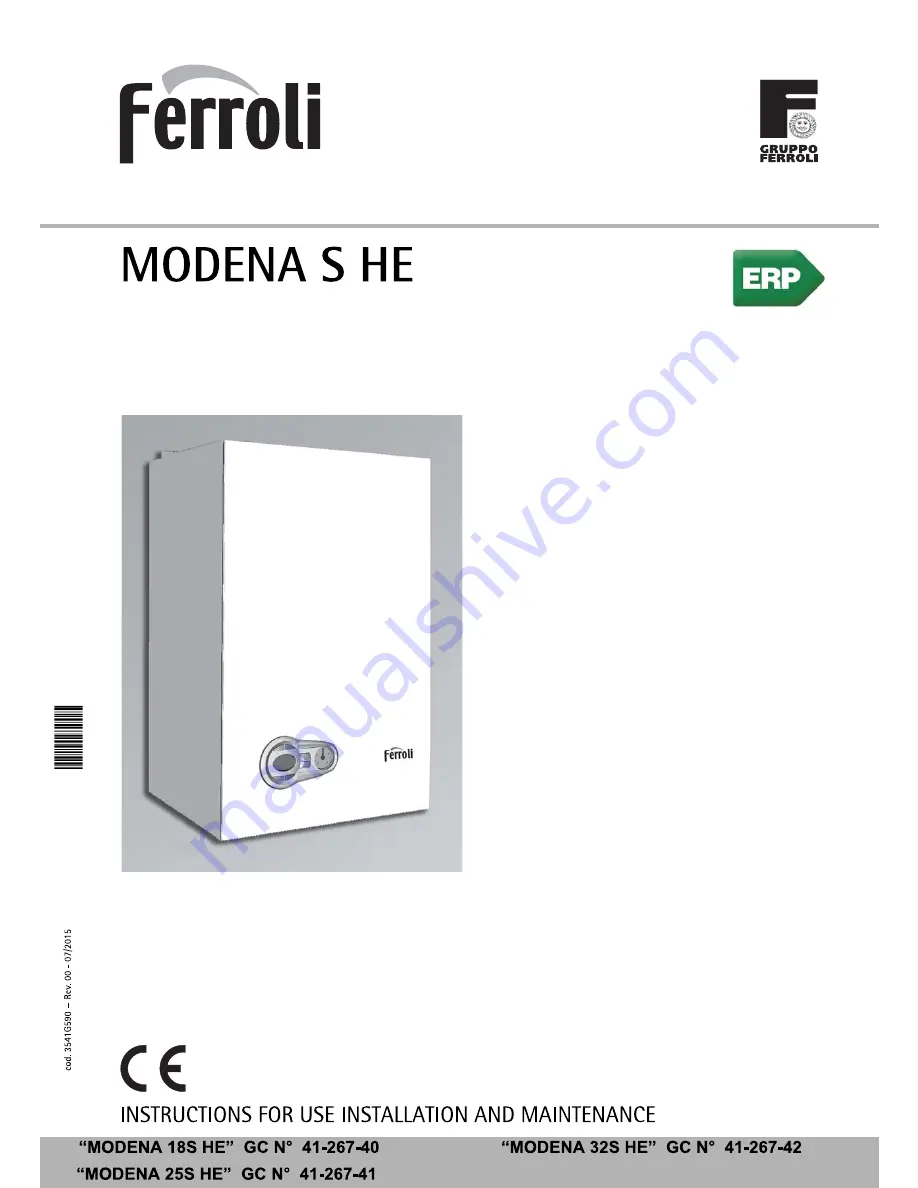 Ferroli MODENA 18S HE Instructions For Use, Installation And Maintenance Download Page 1