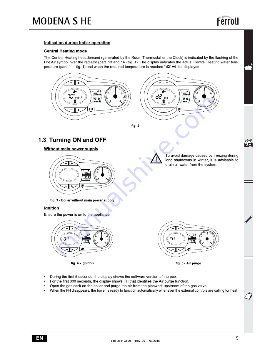 Ferroli MODENA 18S HE Instructions For Use, Installation And Maintenance Download Page 5