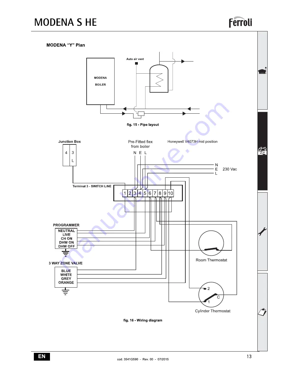 Ferroli MODENA 18S HE Instructions For Use, Installation And Maintenance Download Page 13