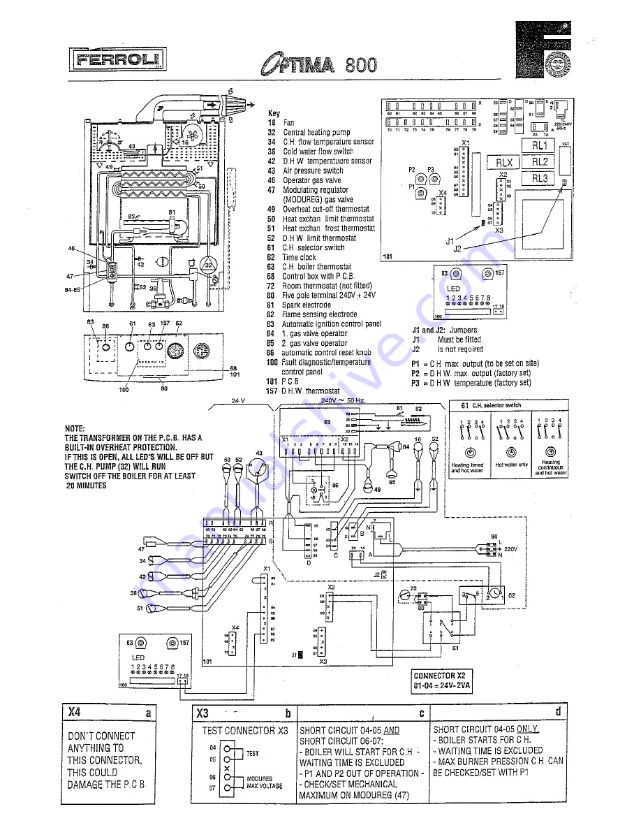 Ferroli optima 800 Technical Information Installation And Service Instruction Download Page 50