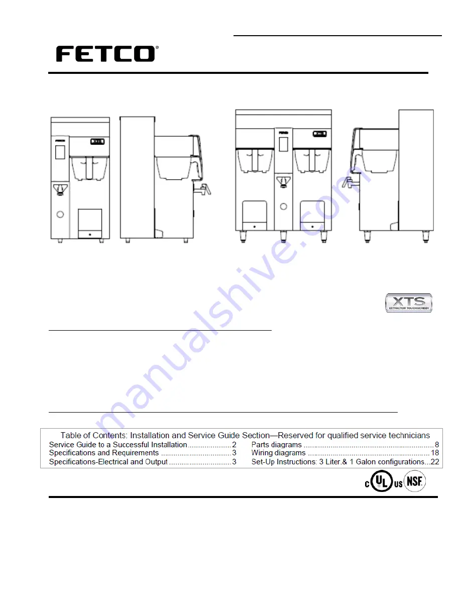 Fetco Touchscreen 1.0 CBS-2100XTS Users Manual And Operator Instructions Download Page 1