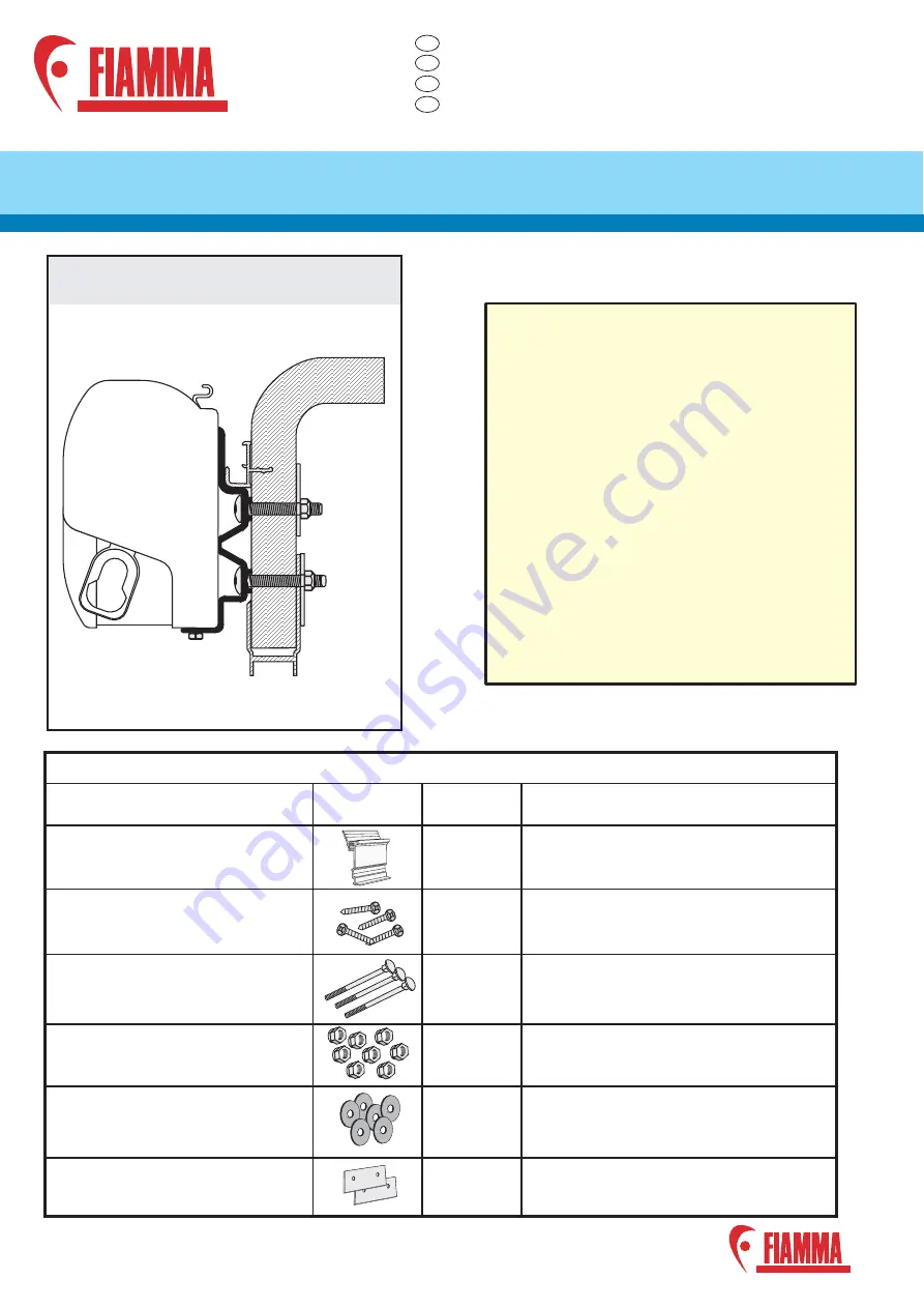 Fiamma HYMER CAMP 99 Installation Instructions Download Page 1