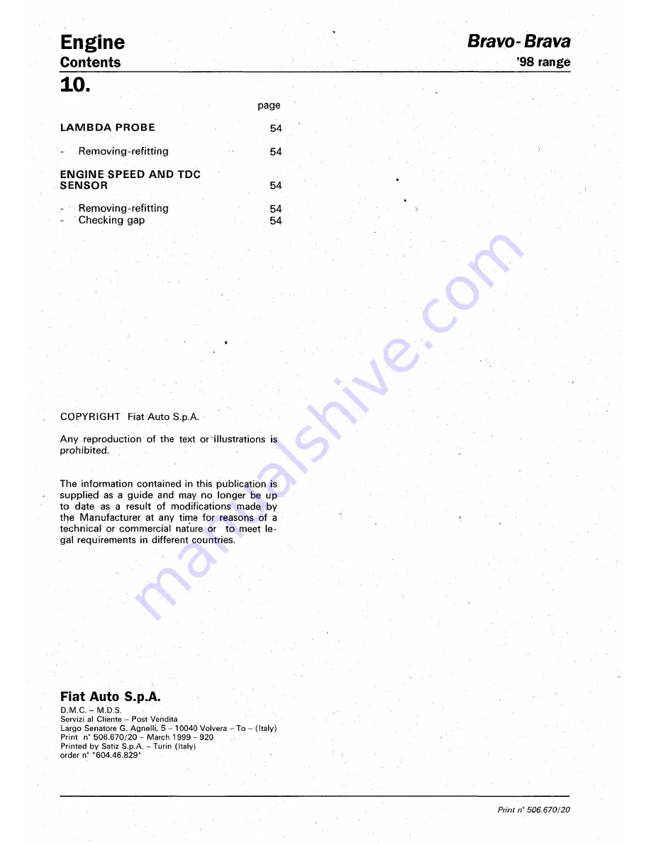 Fiat 1996 Brava Service Manual Download Page 251