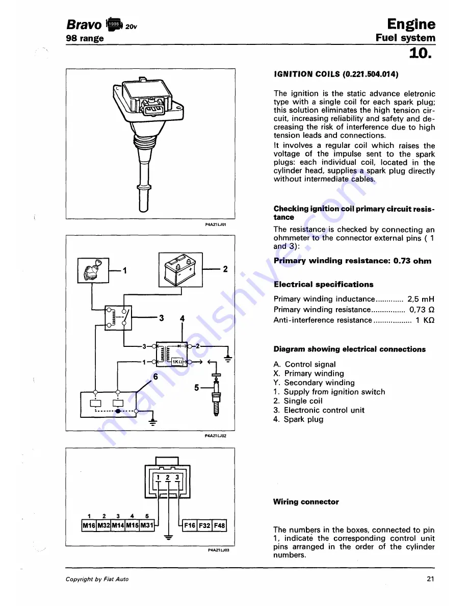 Fiat 1996 Brava Service Manual Download Page 327