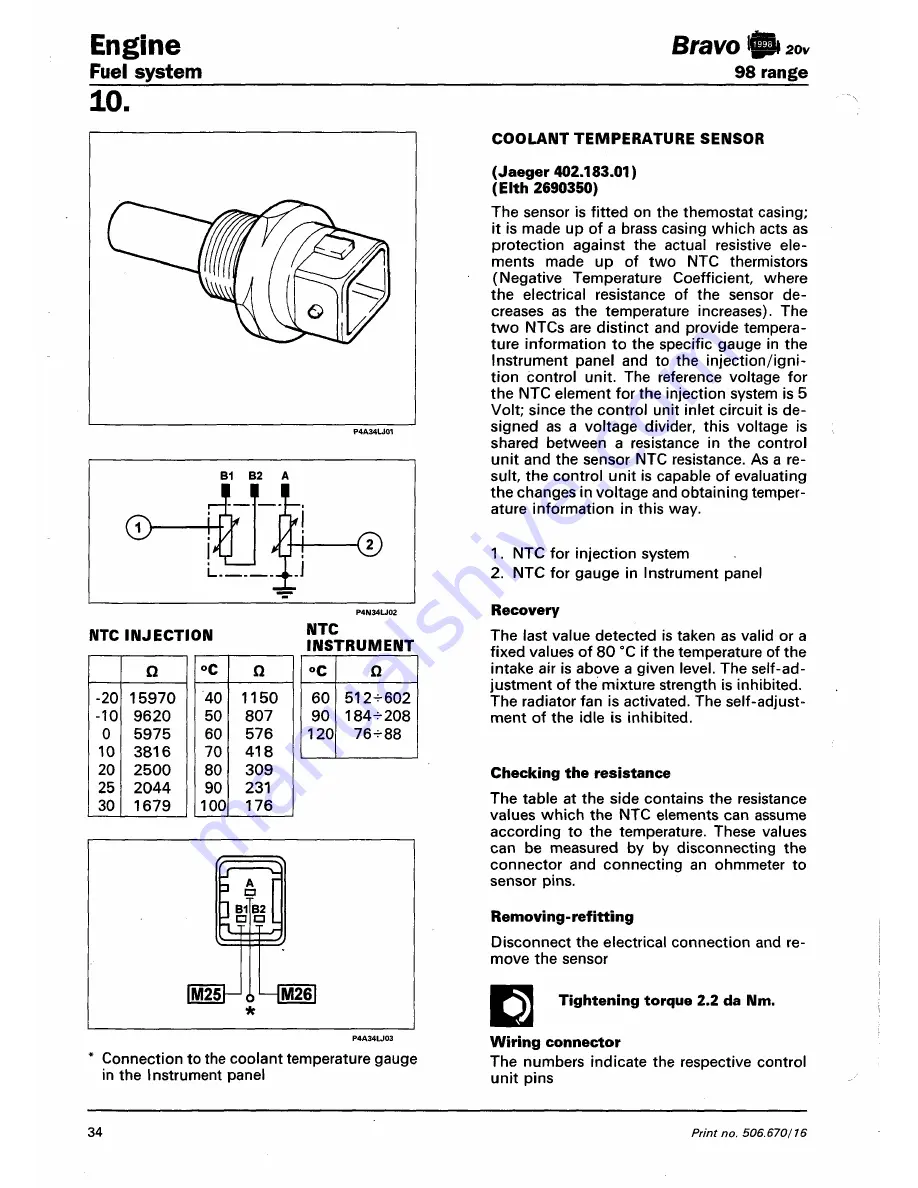 Fiat 1996 Brava Service Manual Download Page 340