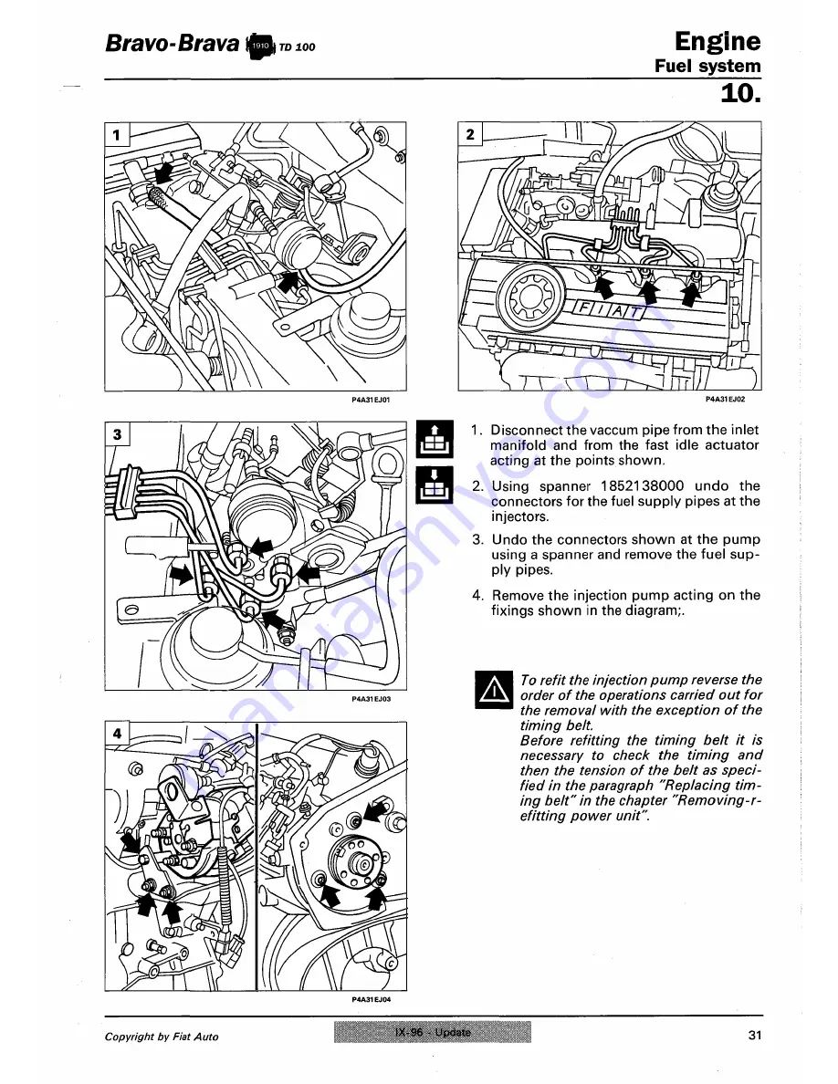 Fiat 1996 Brava Service Manual Download Page 410