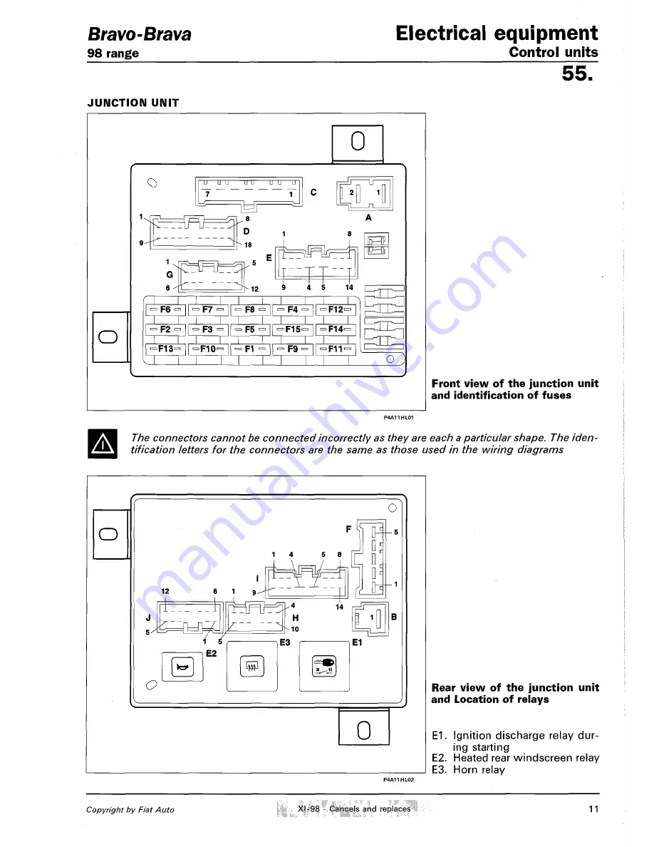 Fiat 1996 Brava Service Manual Download Page 704