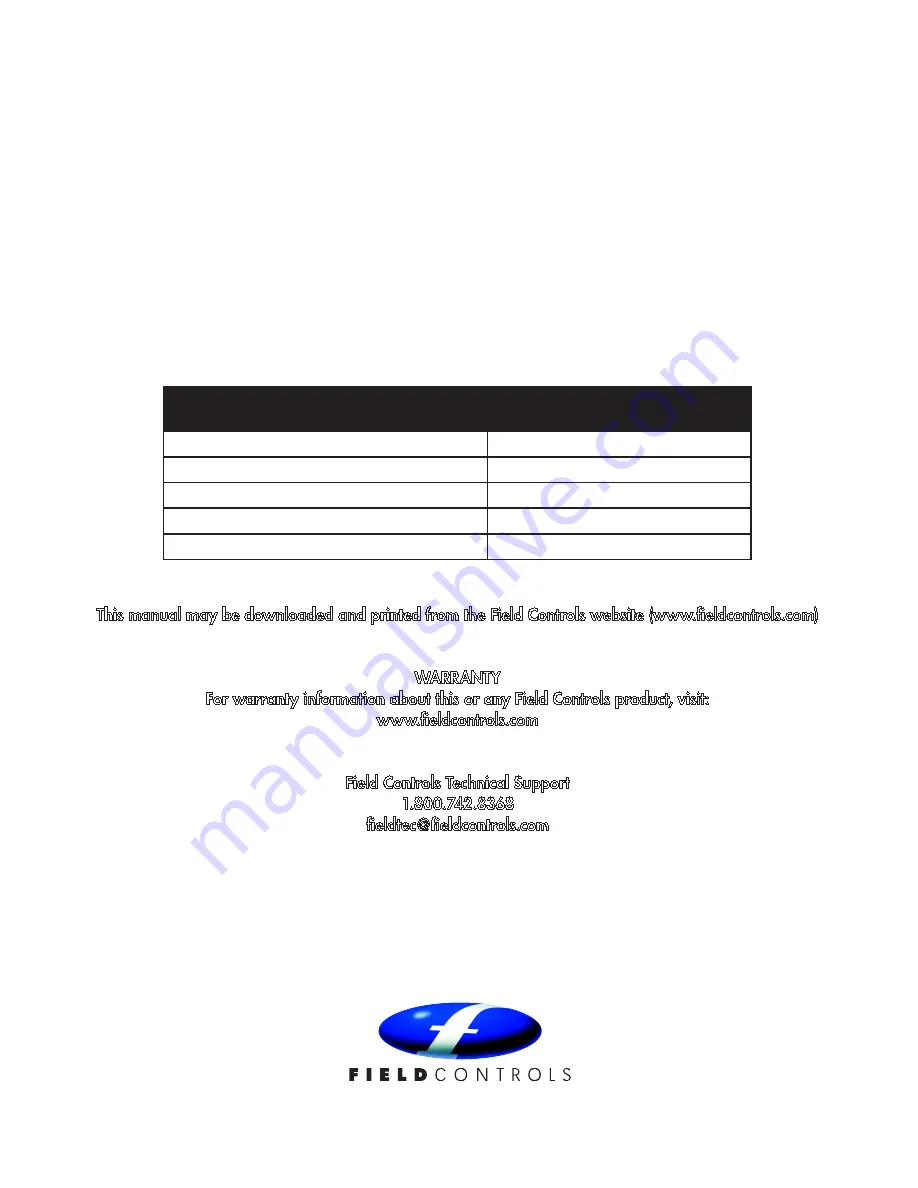 Field Controls CK-91FV Quick Start Manual Download Page 8