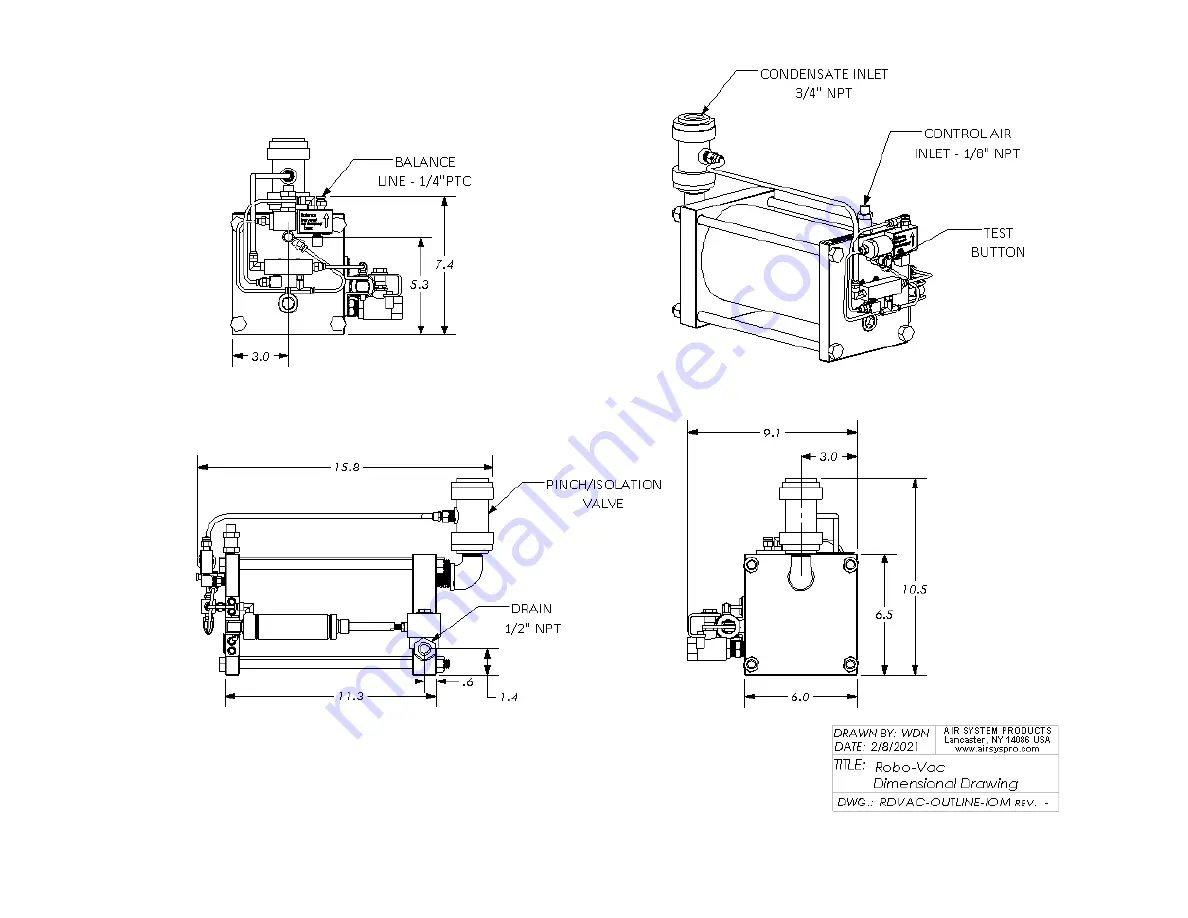 Filtration Group Air System Products Robo-Drain RD11-VAC Installation & Operation Manual Download Page 7