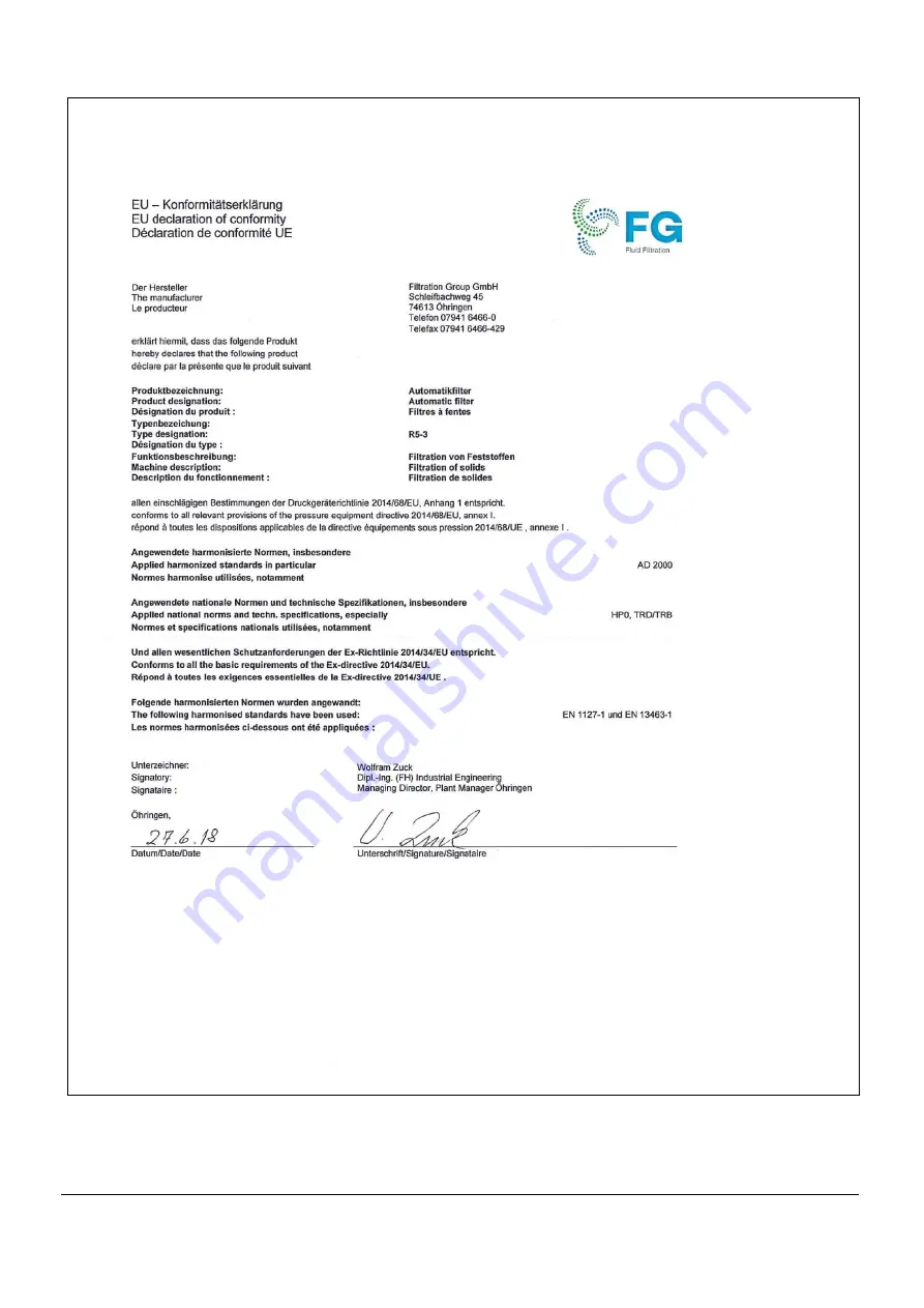 Filtration Group R5-3 Translation Of The Original Instructions Download Page 22