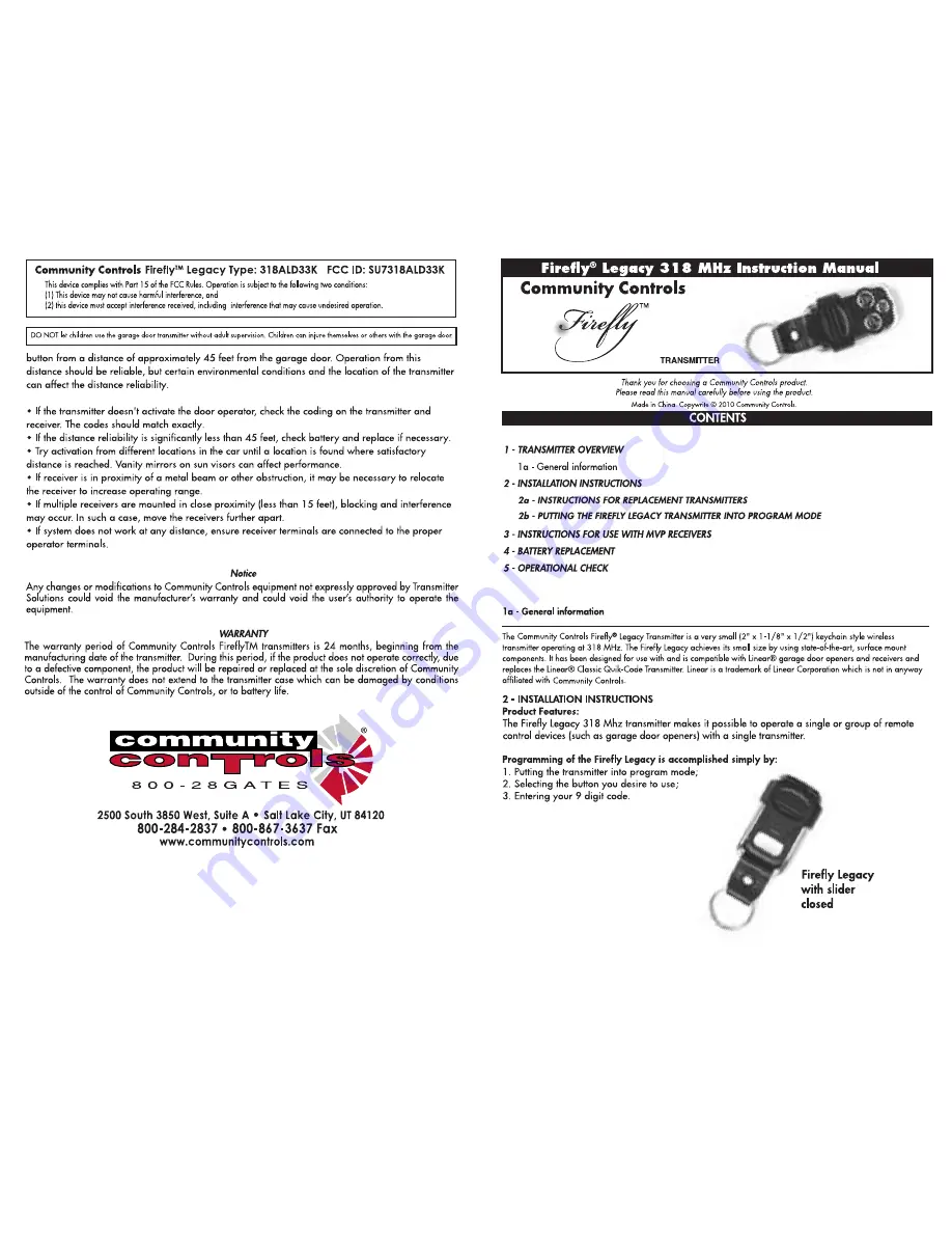 Firefly 318ALD33K Instruction Manual Download Page 1