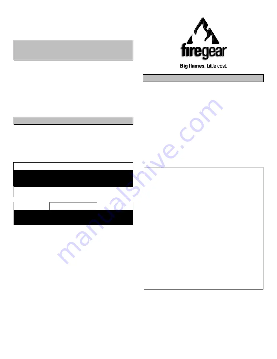 Firegear B360EXSSA11-N Installation And Operation Instructions Manual Download Page 1