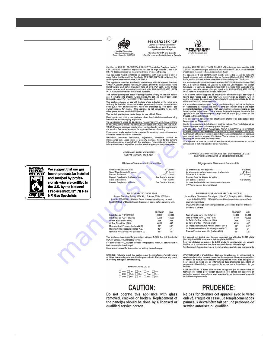 FireplaceXtrordinair 564 GSR2 35K CF Installation Manual Download Page 2