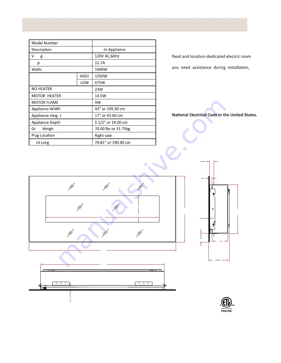 FireplaceXtrordinair 98501021 FPL ELECTRIC 51 Installation And Operating Instructions Manual Download Page 4