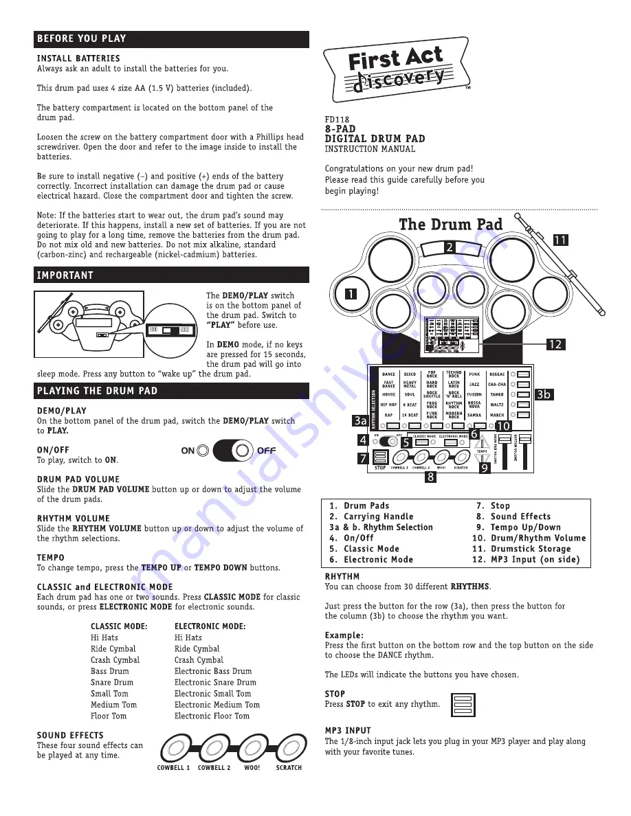 First Act FD118 Instruction Manual Download Page 1