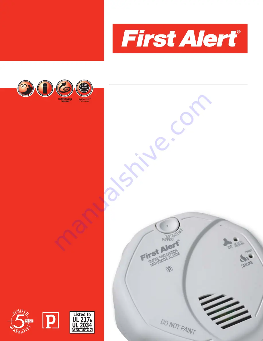 First Alert SC05B Specification Sheet Download Page 1