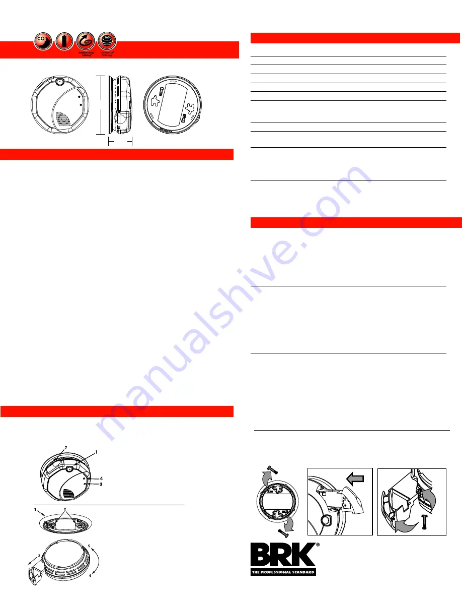 First Alert SC05B Specification Sheet Download Page 2