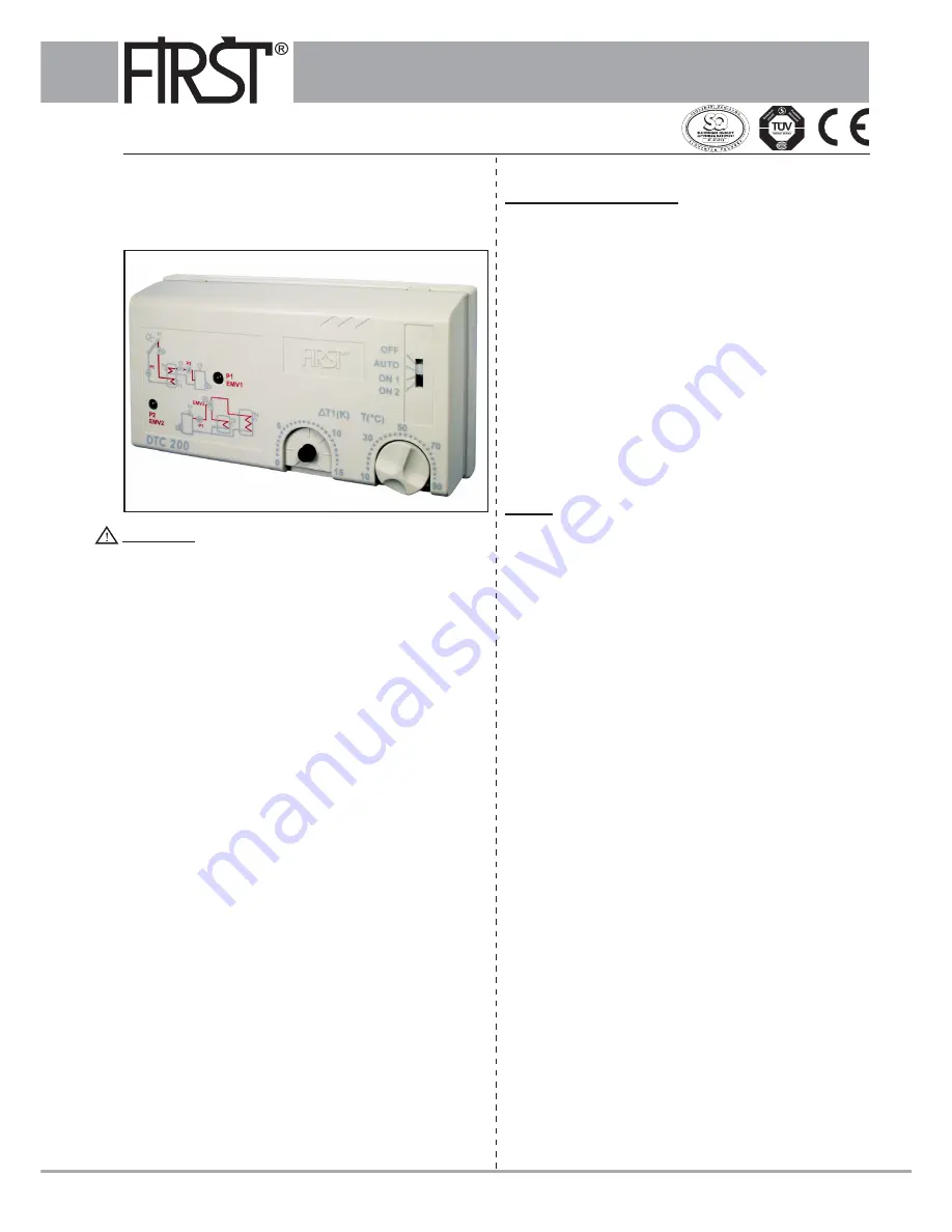 First DTC 200 Installation Instructions Manual Download Page 1