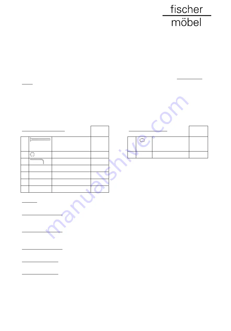 Fischer mobel Kyoto 1815 Assembly Instruction Download Page 1