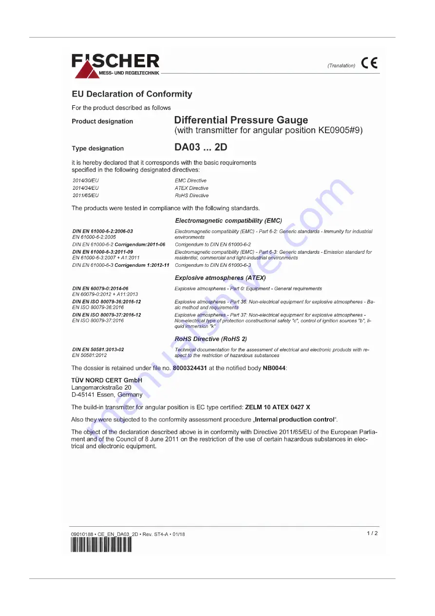 FISCHER DA03 GKT/HLP Operation Manual Download Page 44