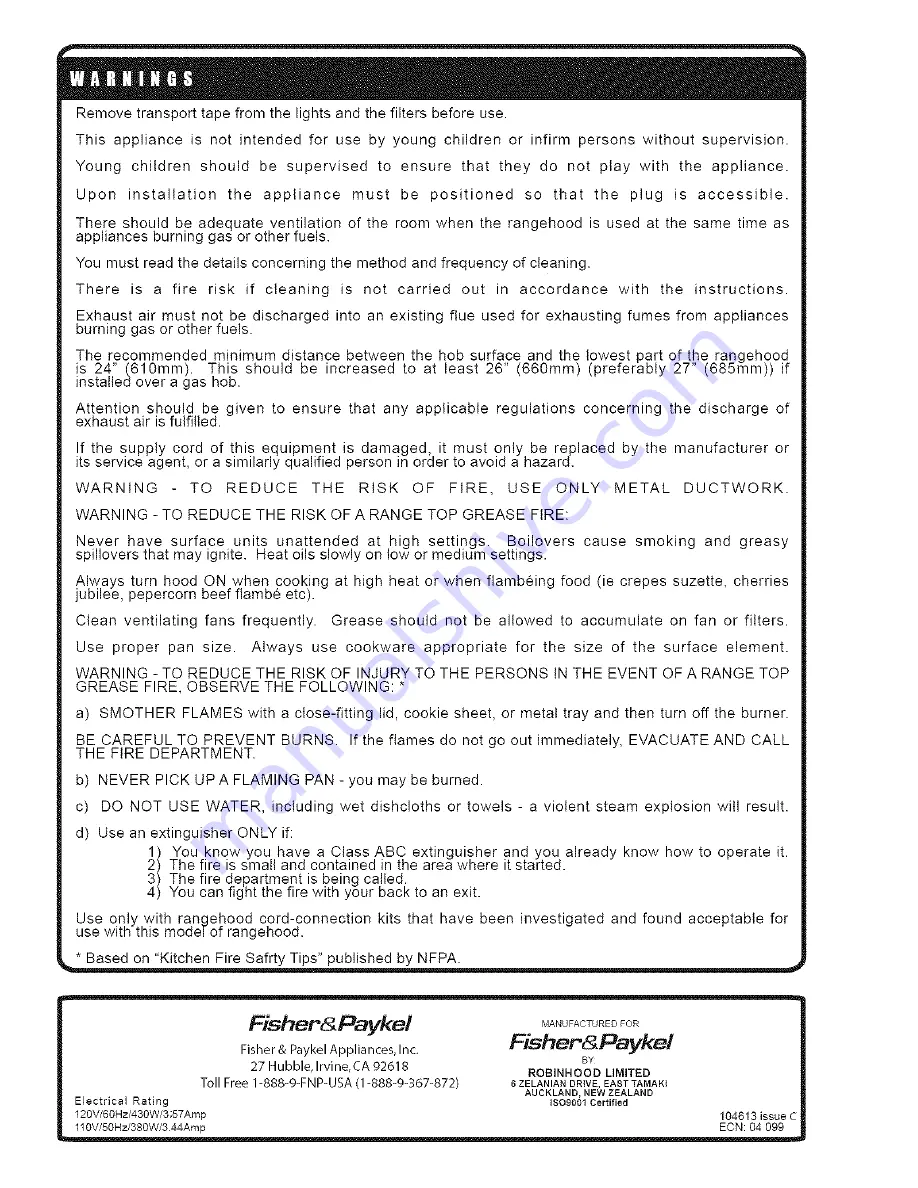 Fisher & Paykel 88433 Installation Instructions Download Page 4