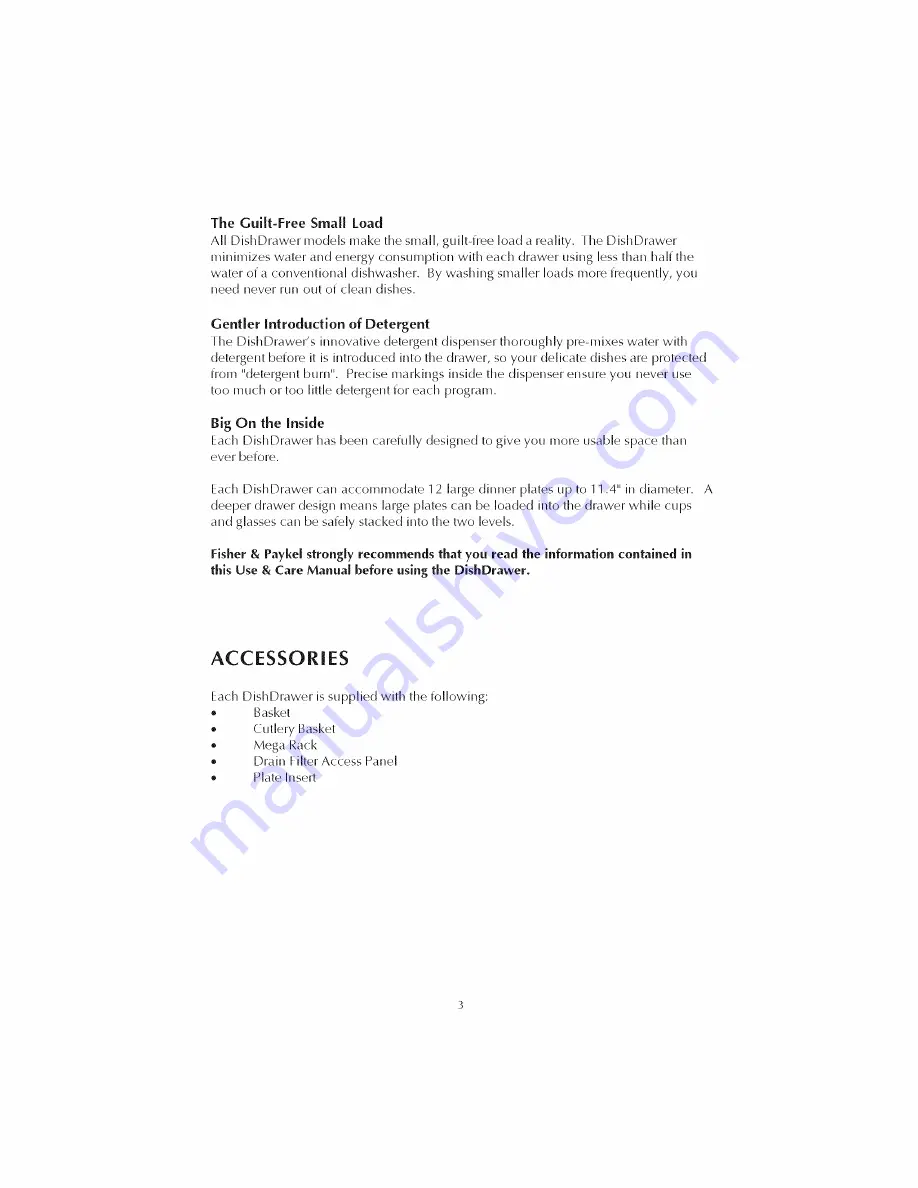 Fisher & Paykel DD601I-87446 Use & Care Manual Download Page 4