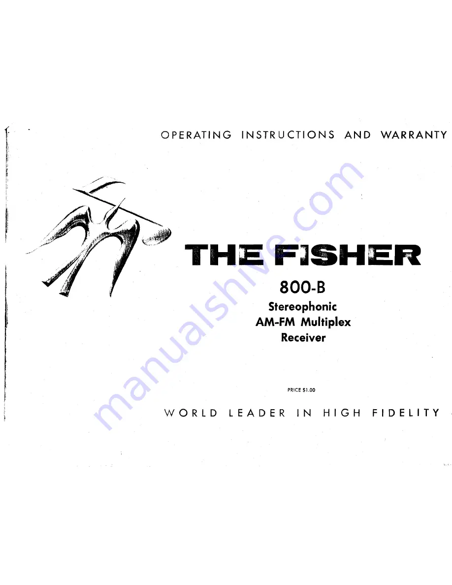 Fisher 800-B Operating Instructions And Warranty Download Page 1