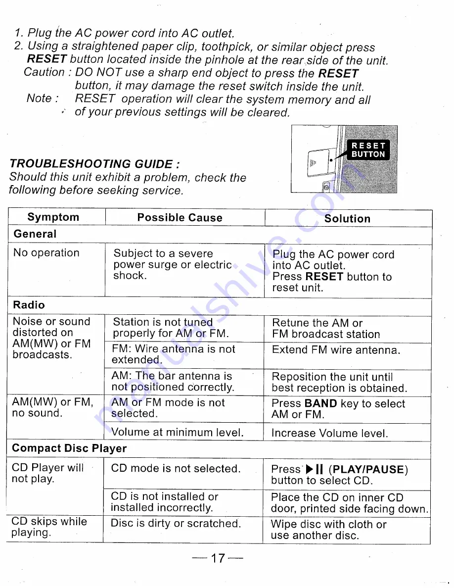 Fisher digital slim -1400 Instruction Manual Download Page 18