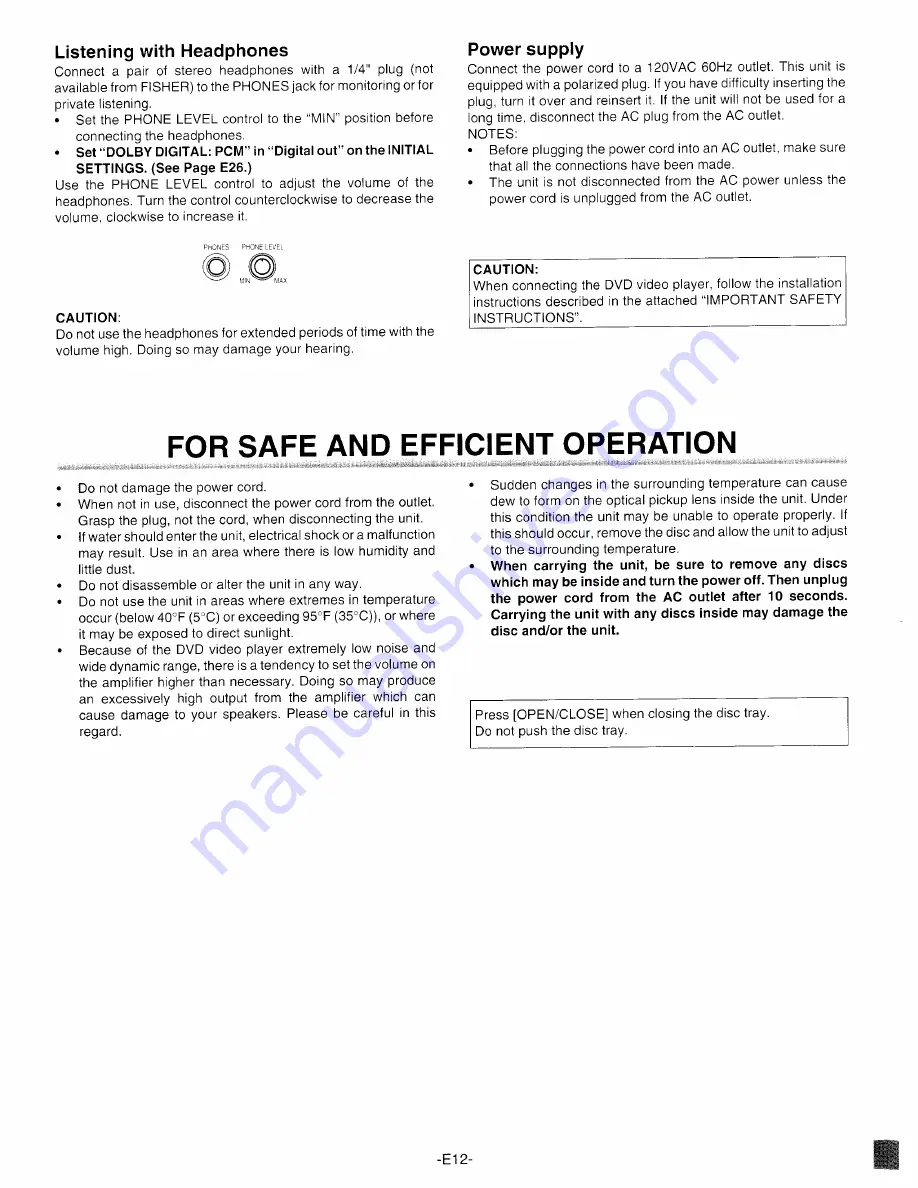 Fisher DVD-S2000 Operating Instructions Manual Download Page 13