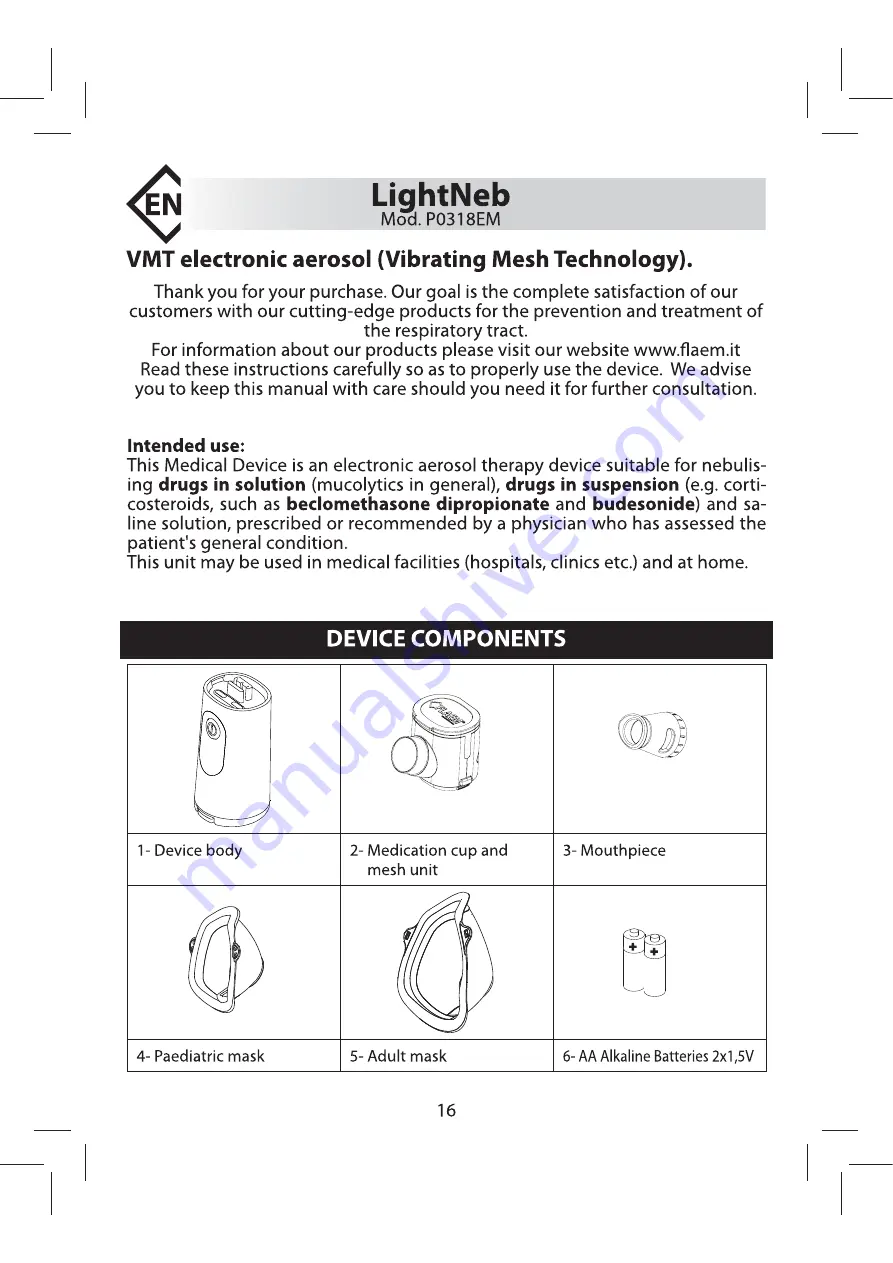 Flaem LightNeb P0318EM User Instruction Manual Download Page 18