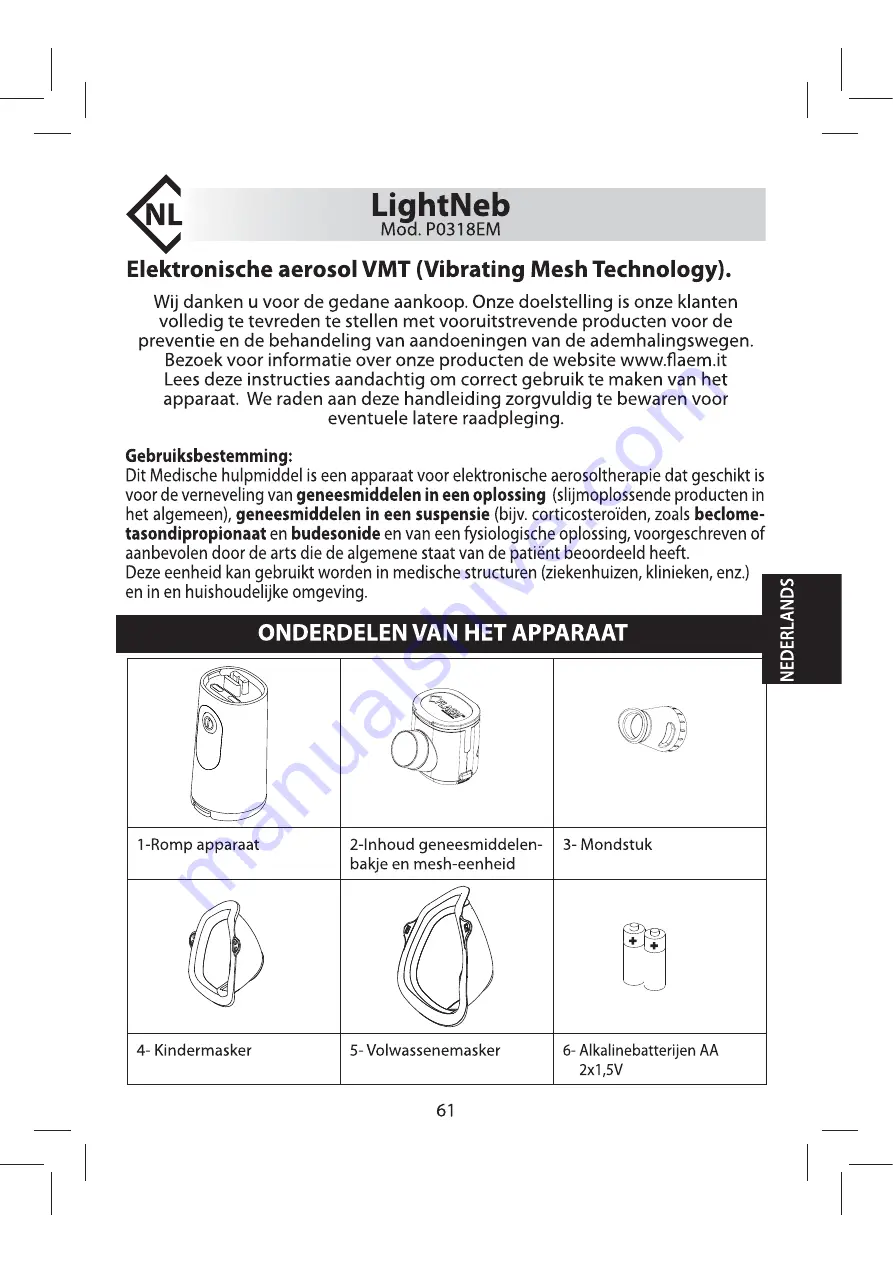 Flaem LightNeb P0318EM User Instruction Manual Download Page 63