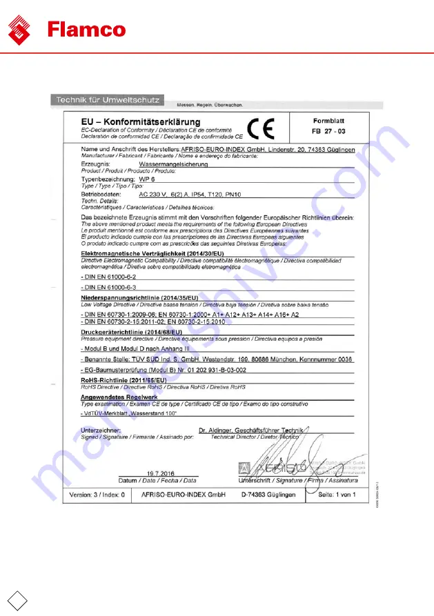 flamco WMS 800 Installation And Operating Instructions Manual Download Page 44