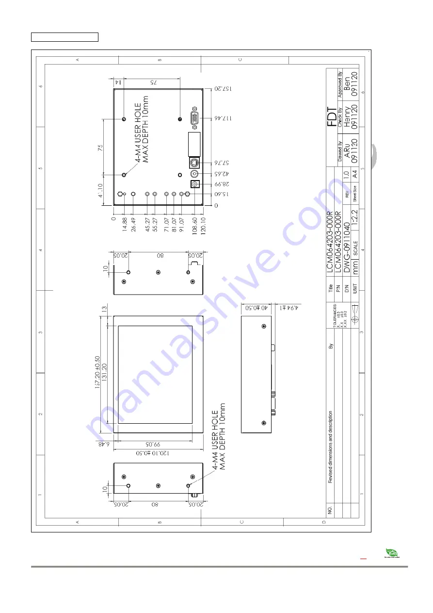 Flat Display Technology LCM0642 Series Скачать руководство пользователя страница 12