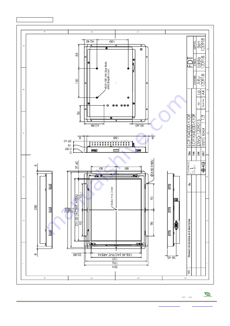 Flat Display Technology LOF104D Series Скачать руководство пользователя страница 9