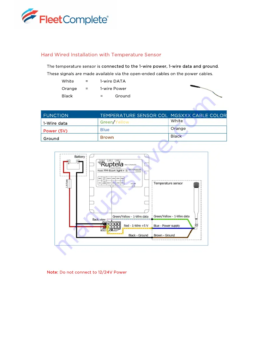 Fleet Complete MGS620 Installation Manual Download Page 12