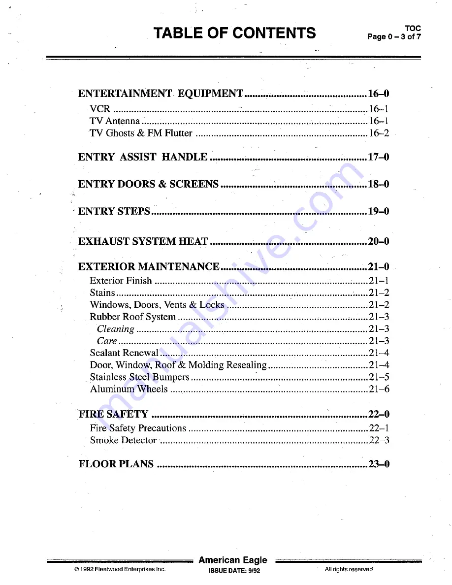 Fleetwood 1993 American Eagle Owner'S Manual Download Page 7