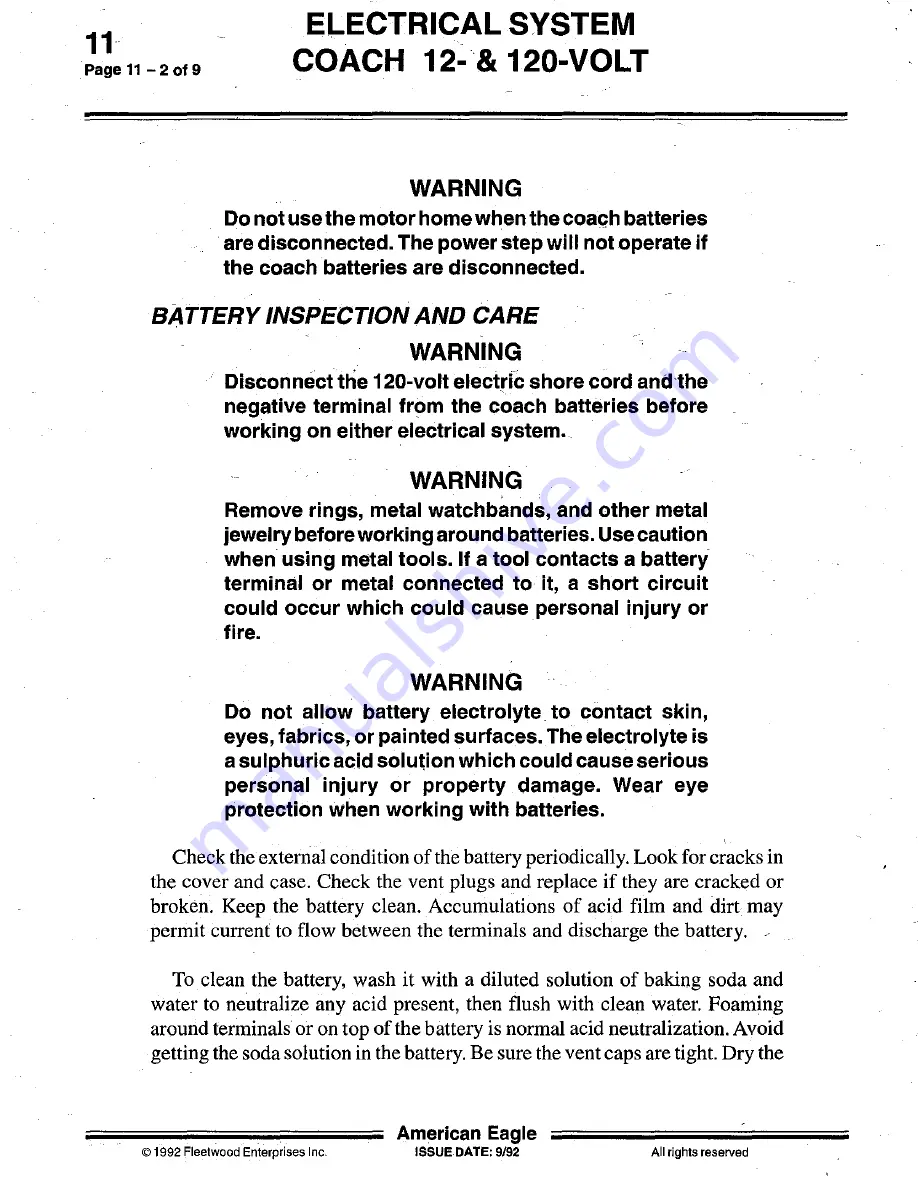 Fleetwood 1993 American Eagle Owner'S Manual Download Page 54