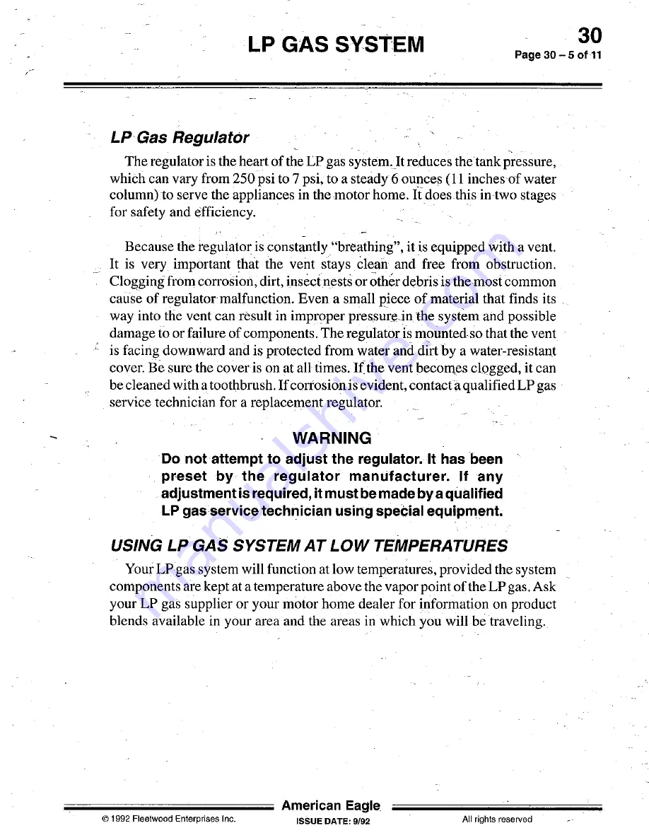 Fleetwood 1993 American Eagle Owner'S Manual Download Page 127