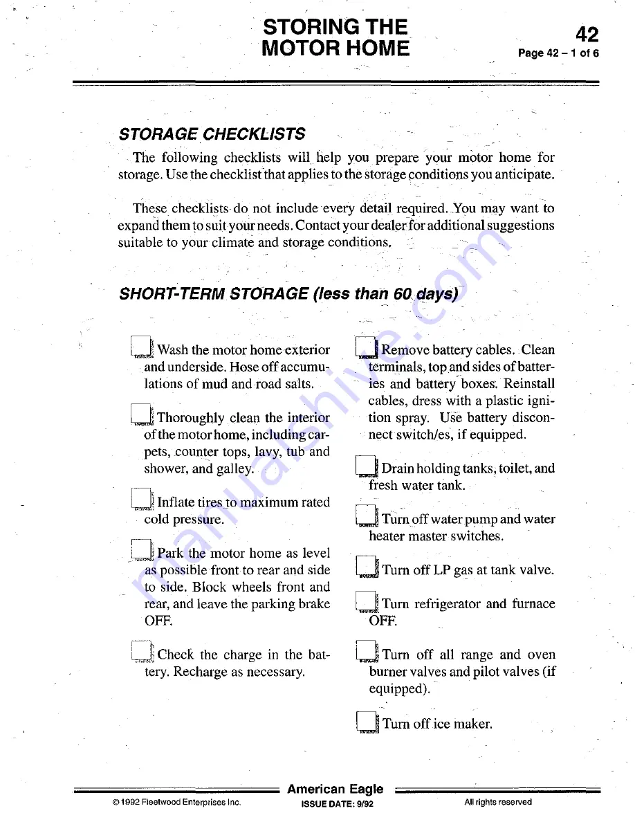 Fleetwood 1993 American Eagle Owner'S Manual Download Page 163