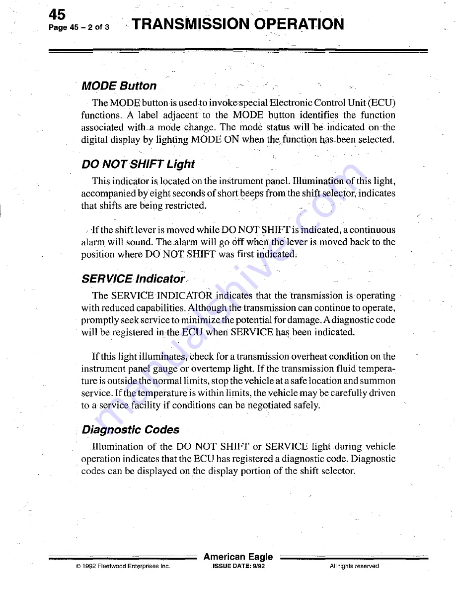 Fleetwood 1993 American Eagle Owner'S Manual Download Page 174