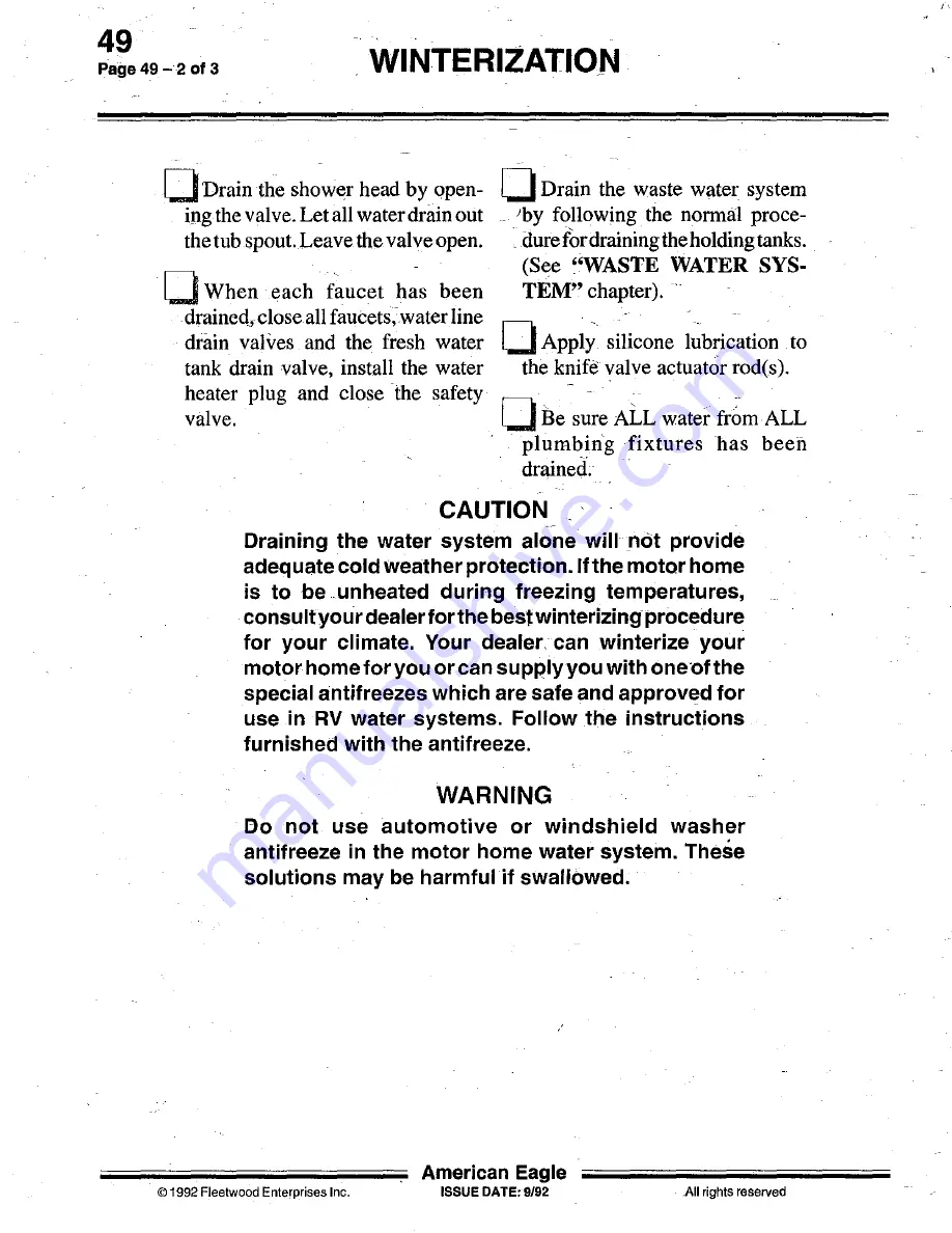 Fleetwood 1993 American Eagle Owner'S Manual Download Page 186