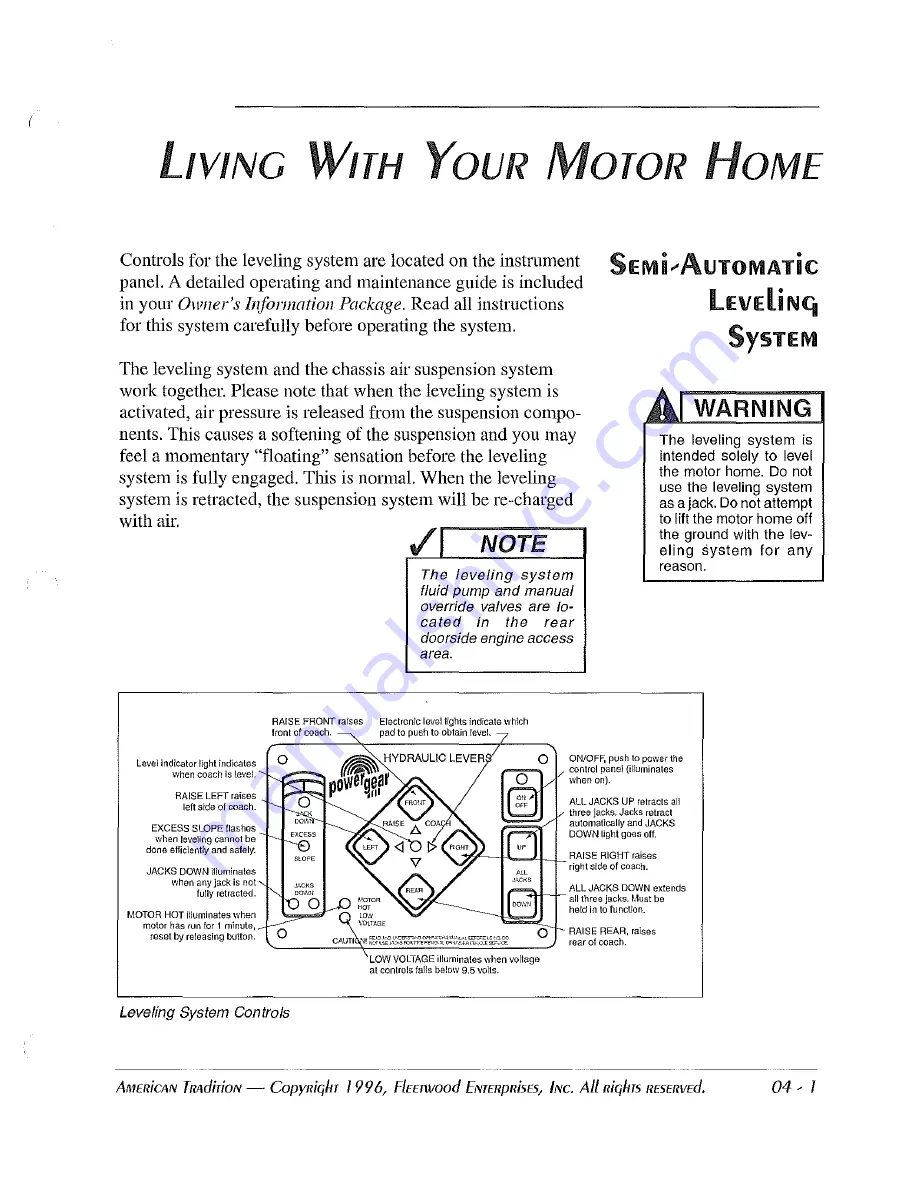 Fleetwood 1997 American Tradition Owner'S Manual Download Page 79