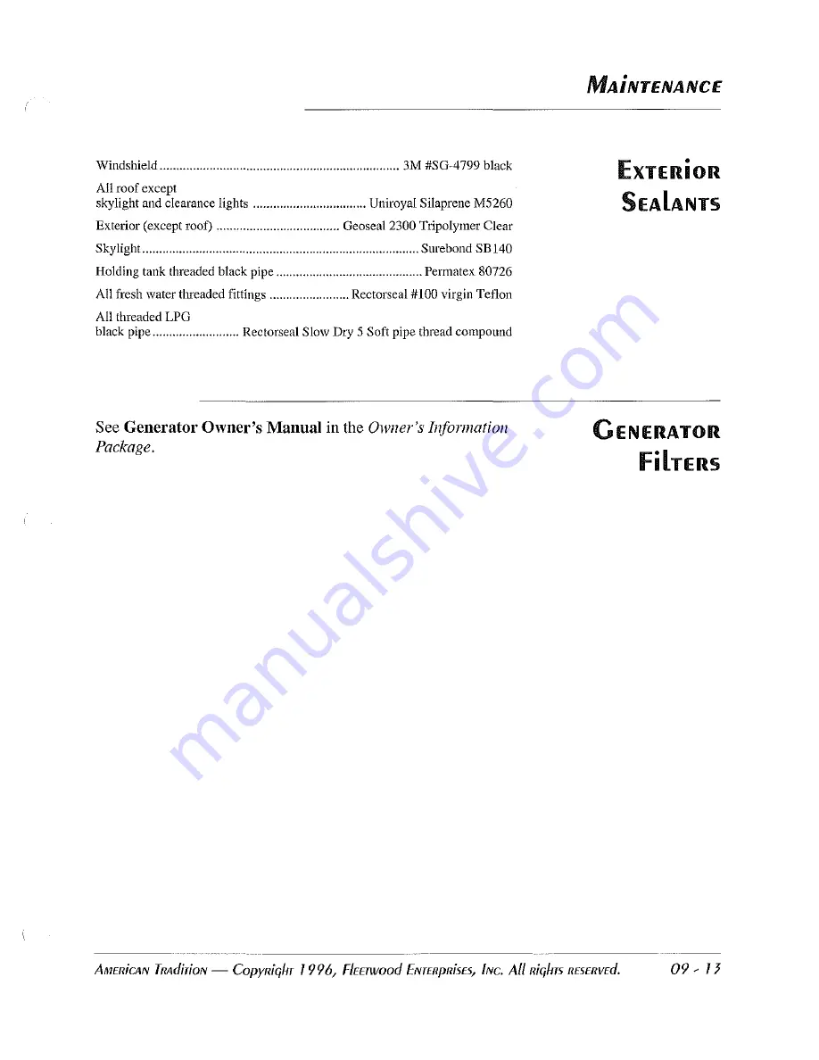 Fleetwood 1997 American Tradition Owner'S Manual Download Page 161