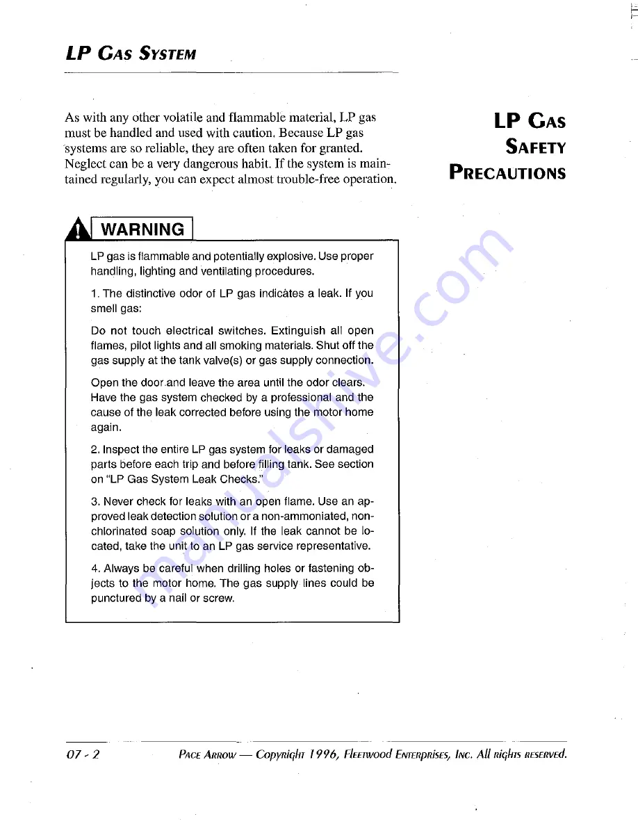 Fleetwood 1997 Pace Arrow Service Manual Download Page 94