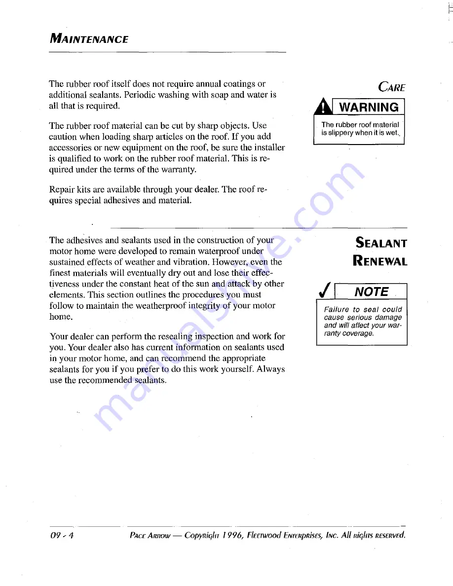 Fleetwood 1997 Pace Arrow Service Manual Download Page 114