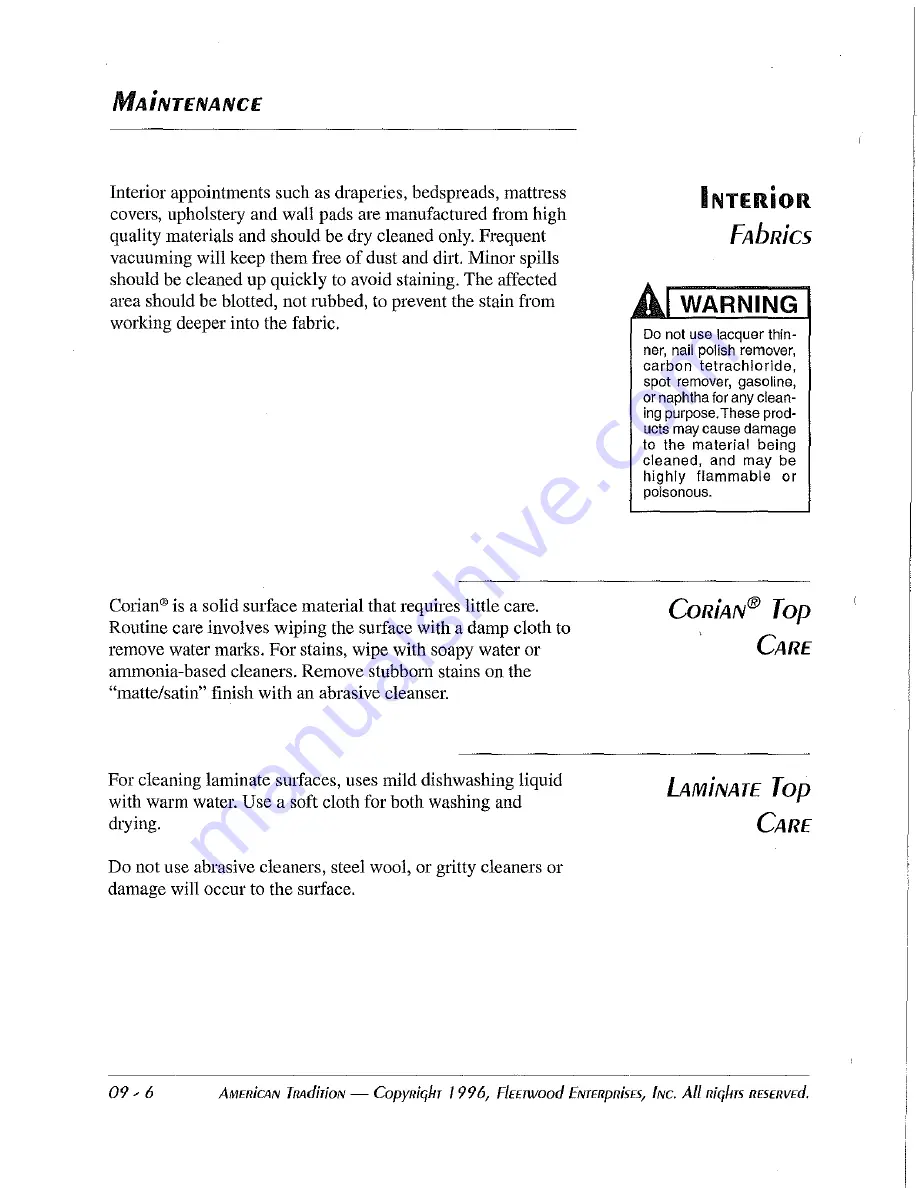 Fleetwood 1998 American Tradition Owner'S Manual Download Page 158