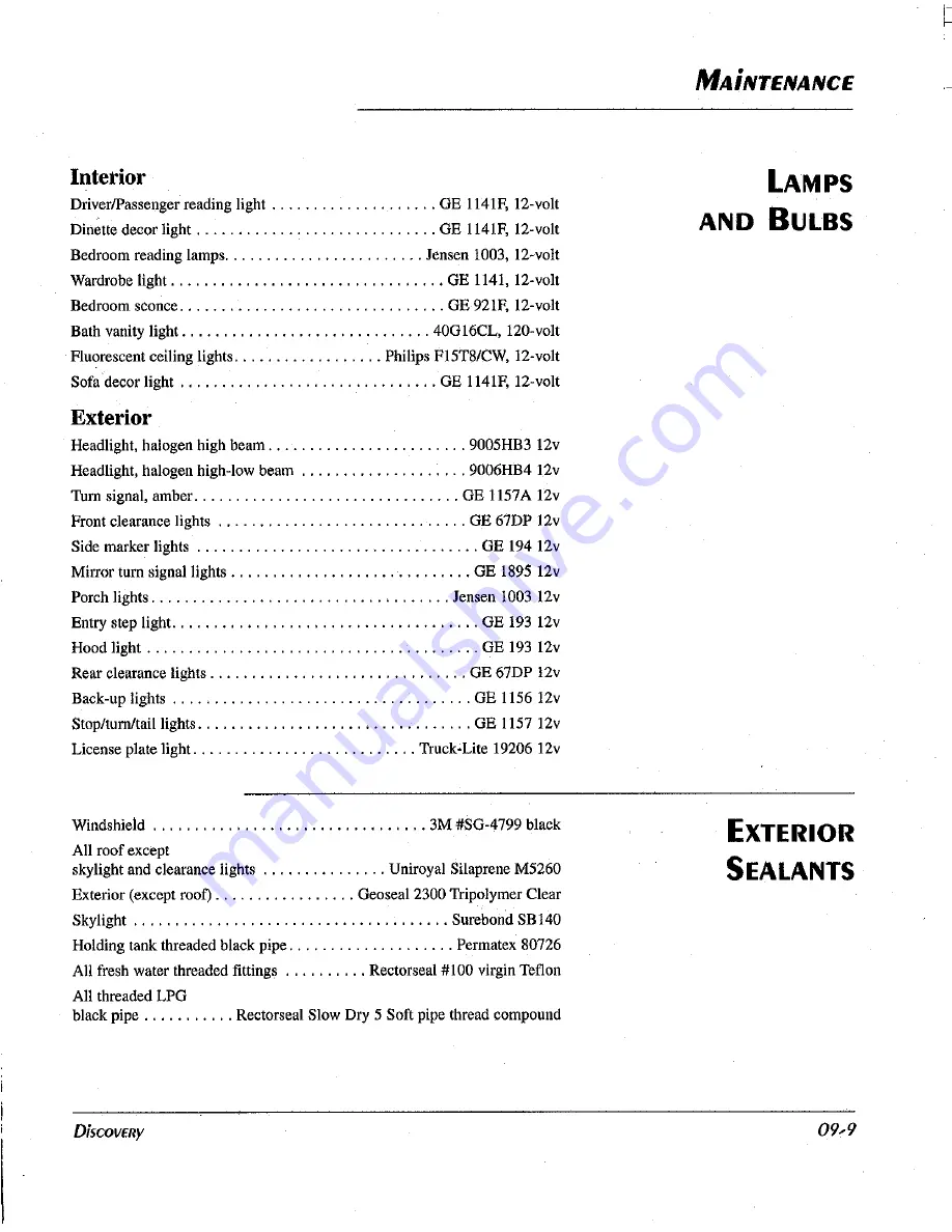 Fleetwood 1999 Discovery Parts And Service Manual Download Page 135